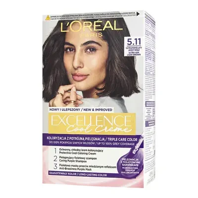 L'Oréal Paris New & Improved Excellence Cool Creme permanent hair dye 5.11 Ultra Ash Light Brown