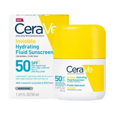 CeraVe Invisible Hydrating Fluid Sunscreen SPF50+ for Normal to Dry Skin 50ml