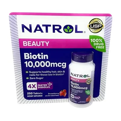 Natrol Beauty Biotin 10,000mcg 4X Faster Dissolve 250tbs