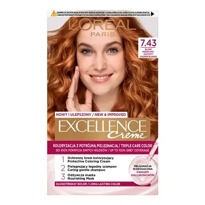 L'Oréal Paris Excellence Creme permanent hair dye 7.43 Cooper Golden Blonde