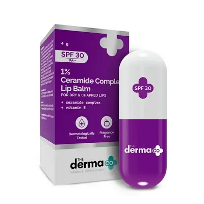 The Derma Co 1% Ceramide Complex Lip Balm with Ceramides & Vitamin E, SPF 30 PA++ for Dry & Chapped Lips 4g