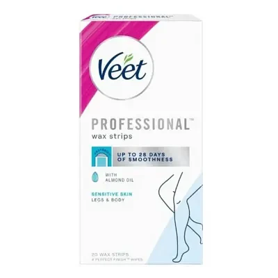 Veet Professional 20pcs Wax Strips with Almond Oil for Sensitive Skin