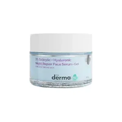 The Derma Co 1% Salicylic + Hyaluronic Night Repair Face Serum-Gel for Acne-Prone Skin 50g