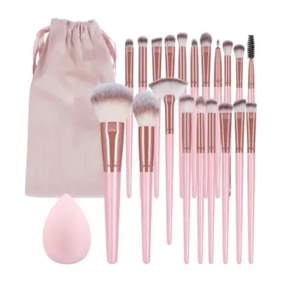 20 Pcs Makeup Brush Set + 1 Pcs Sponge + Bag