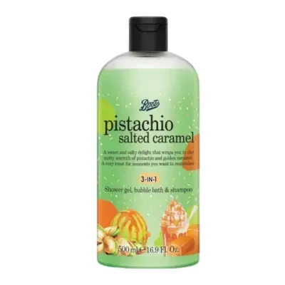 Boots Pistachio Salted Caramel 3-in-1 Shower Gel, Bubble Bath & Shampoo 500ml
