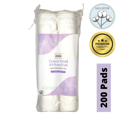 ASDA The Skin System Cosmetic Cotton Wool Pads 200 Pc