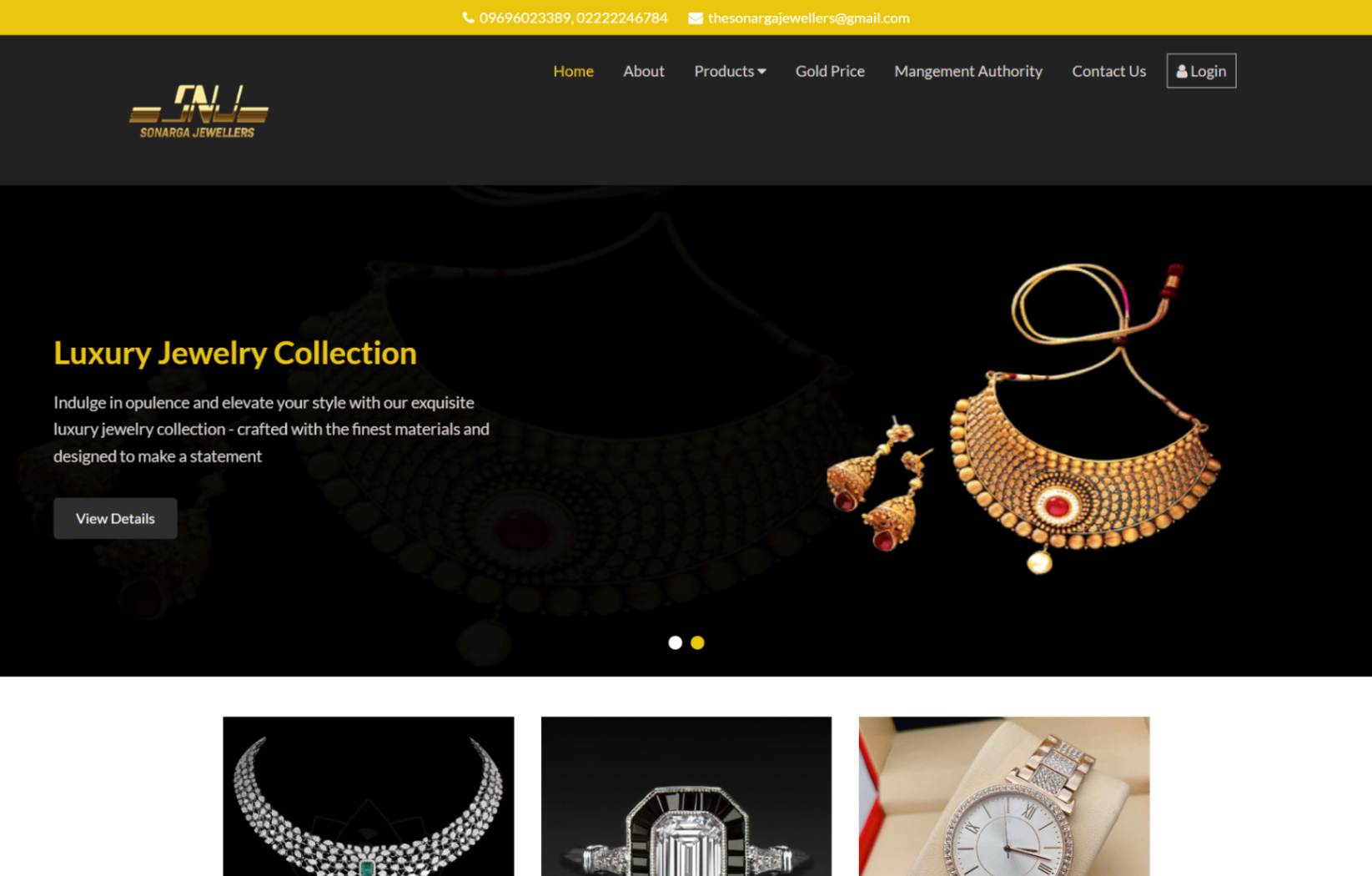 Sonarga Jewellers Business Website